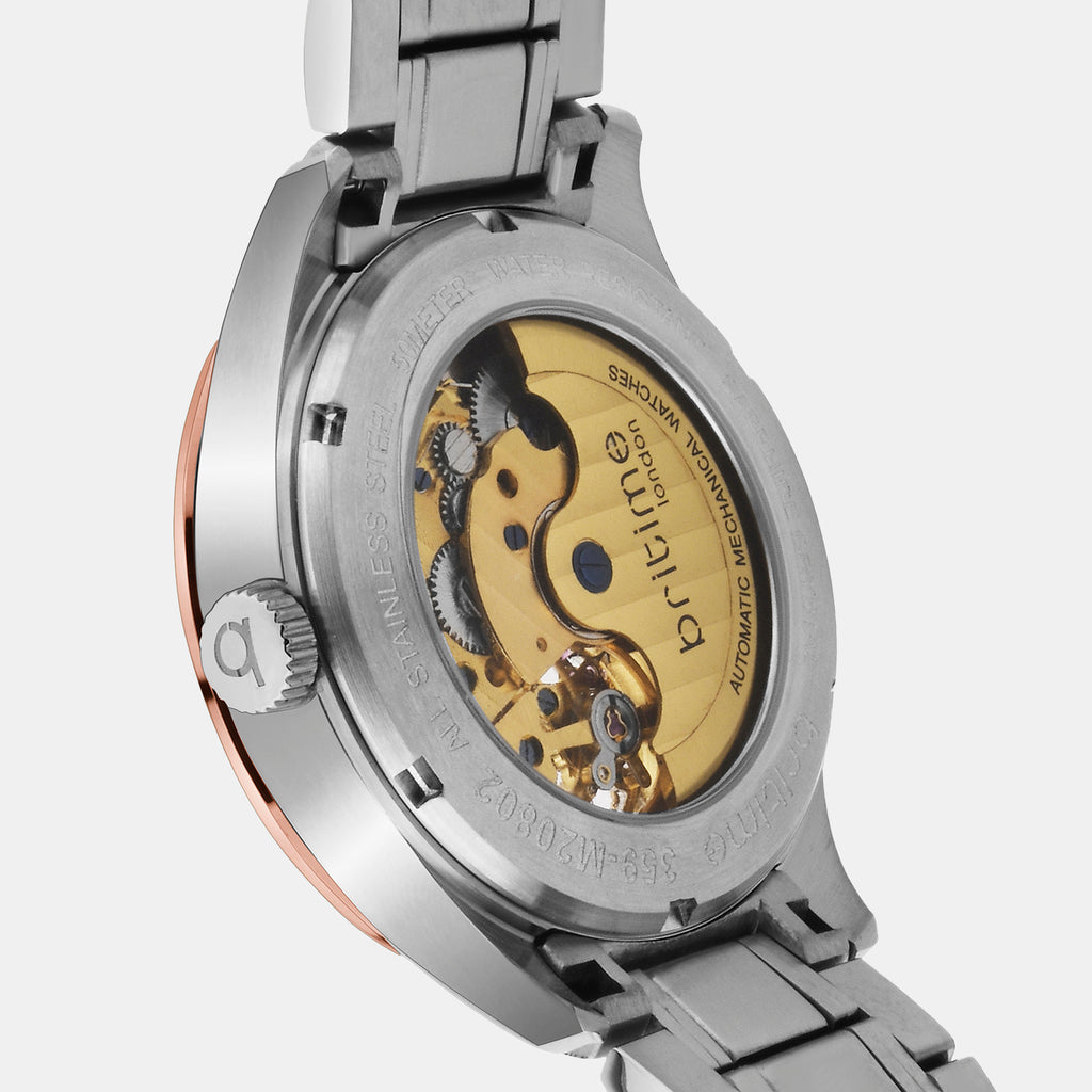 Men Automatic Rose Gold Dial Analog Metal Watch 359-M10705