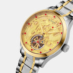 Men Automatic Gold Dial Analog Stainless Steel Watch 359-M10804