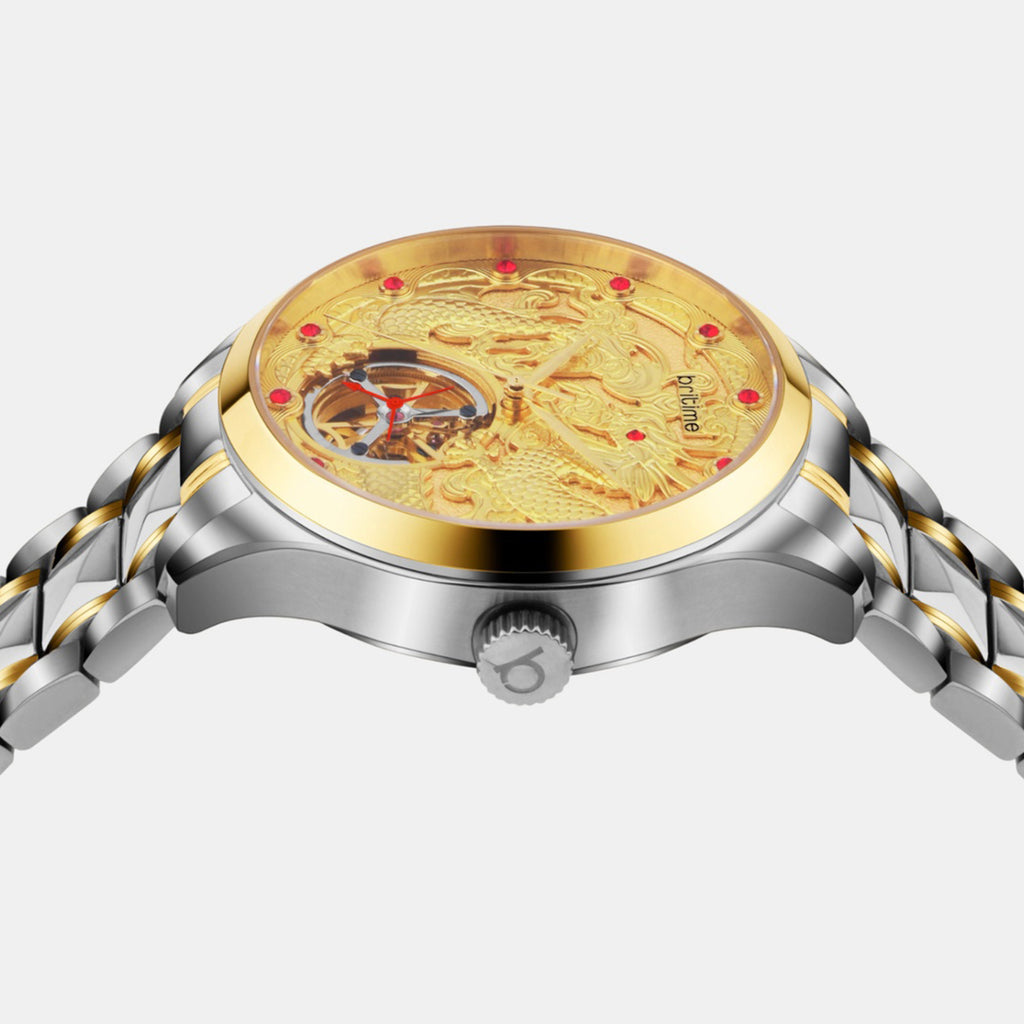 Men Automatic Gold Dial Analog Stainless Steel Watch 359-M10804