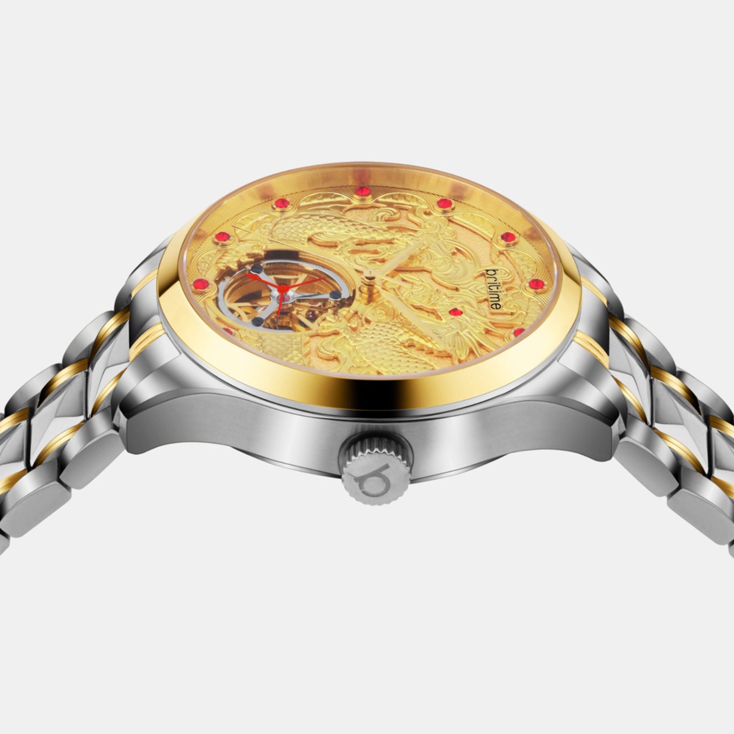 Men Automatic Gold Dial Analog Stainless Steel Watch 359-M10804