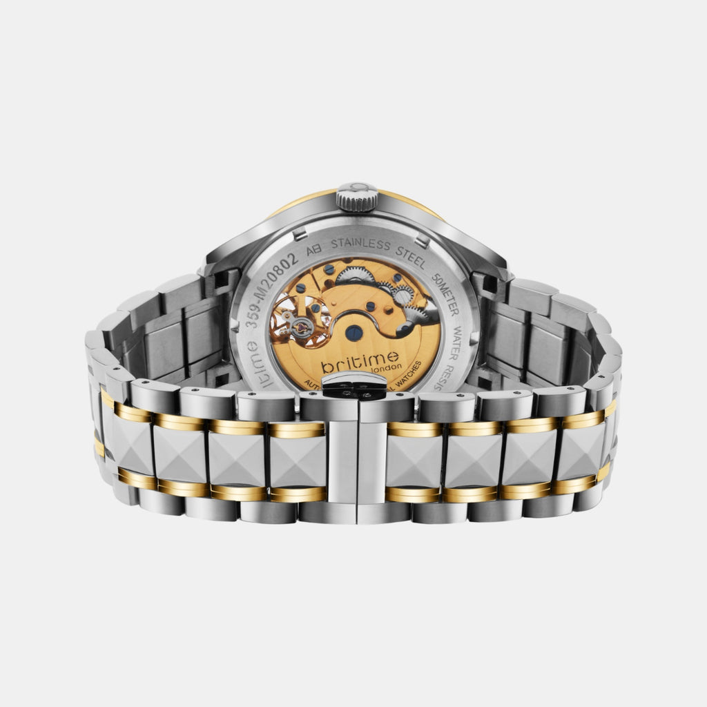 Men Automatic Gold Dial Analog Stainless Steel Watch 359-M10804