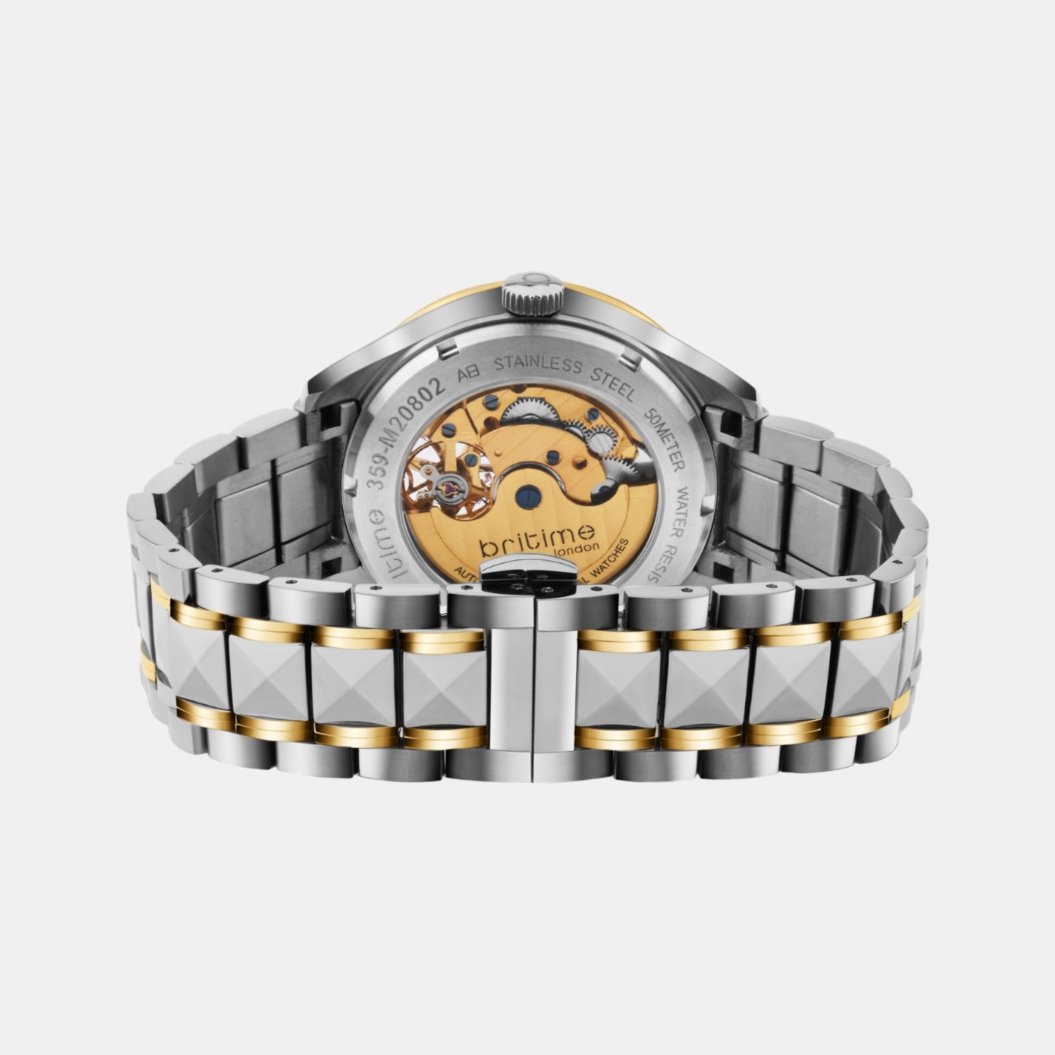 Men Automatic Gold Dial Analog Stainless Steel Watch 359-M10804