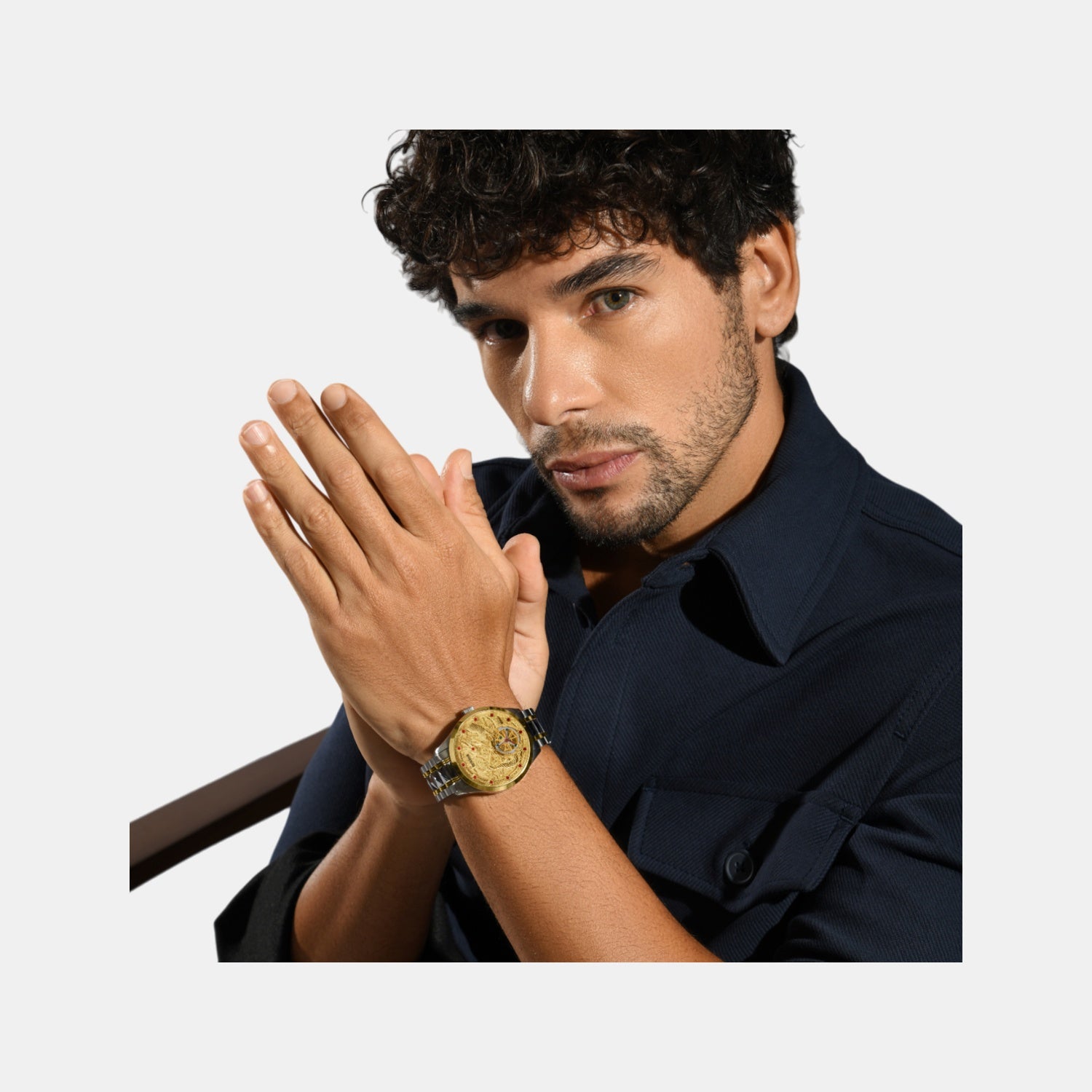 Men Automatic Gold Dial Analog Stainless Steel Watch 359-M10804