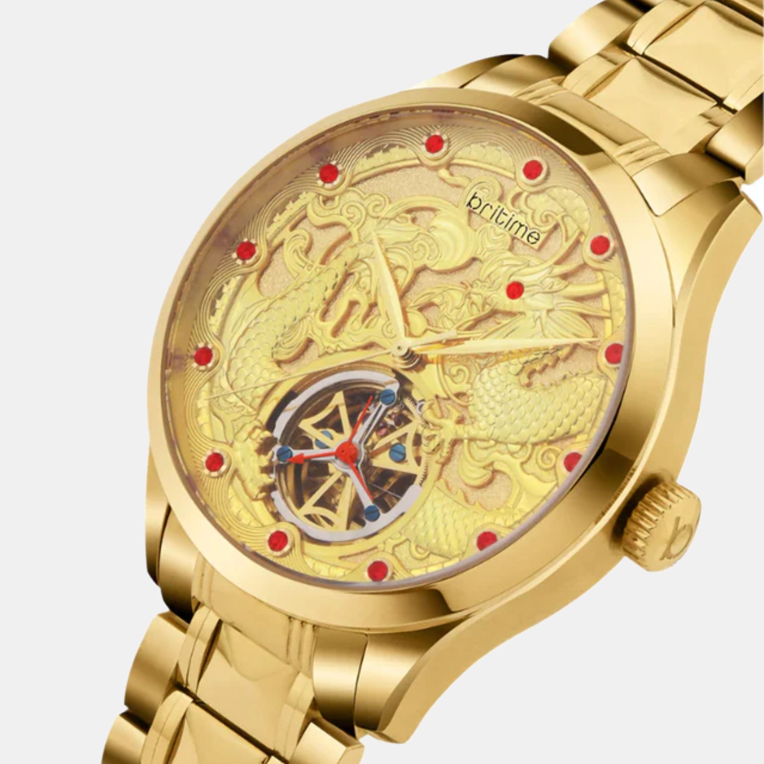 Men Automatic Gold Dial Analog Stainless Steel Watch 359-M20802