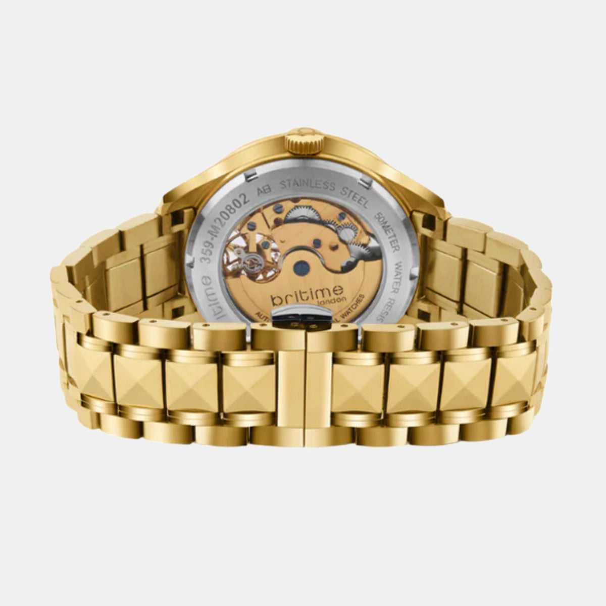 Men Automatic Gold Dial Analog Stainless Steel Watch 359-M20802