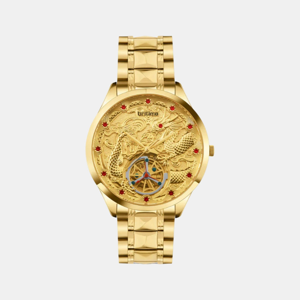 Men Automatic Gold Dial Analog Stainless Steel Watch 359-M20802