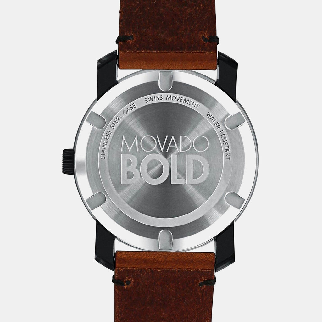 Bold TR90 Men Quartz Black Dial Analog Leather Watch 3600305