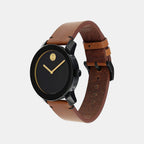 Bold TR90 Men Quartz Black Dial Analog Leather Watch 3600305