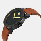 Bold TR90 Men Quartz Black Dial Analog Leather Watch 3600305