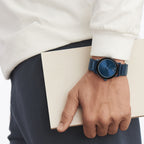 Bold Men Quartz Blue Dial Analog Stainless Steel Watch 3600510