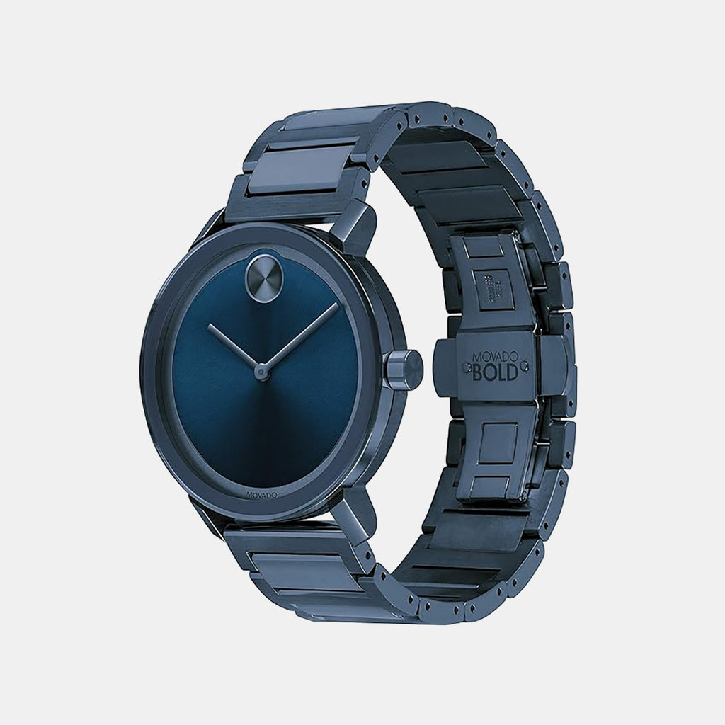 Bold Men Quartz Blue Dial Analog Stainless Steel Watch 3600510
