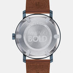 Bold Men Quartz Blue Dial Analog Leather Watch 3600520