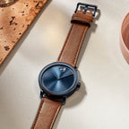 Bold Men Quartz Blue Dial Analog Leather Watch 3600520