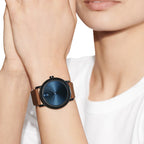 Bold Men Quartz Blue Dial Analog Leather Watch 3600520