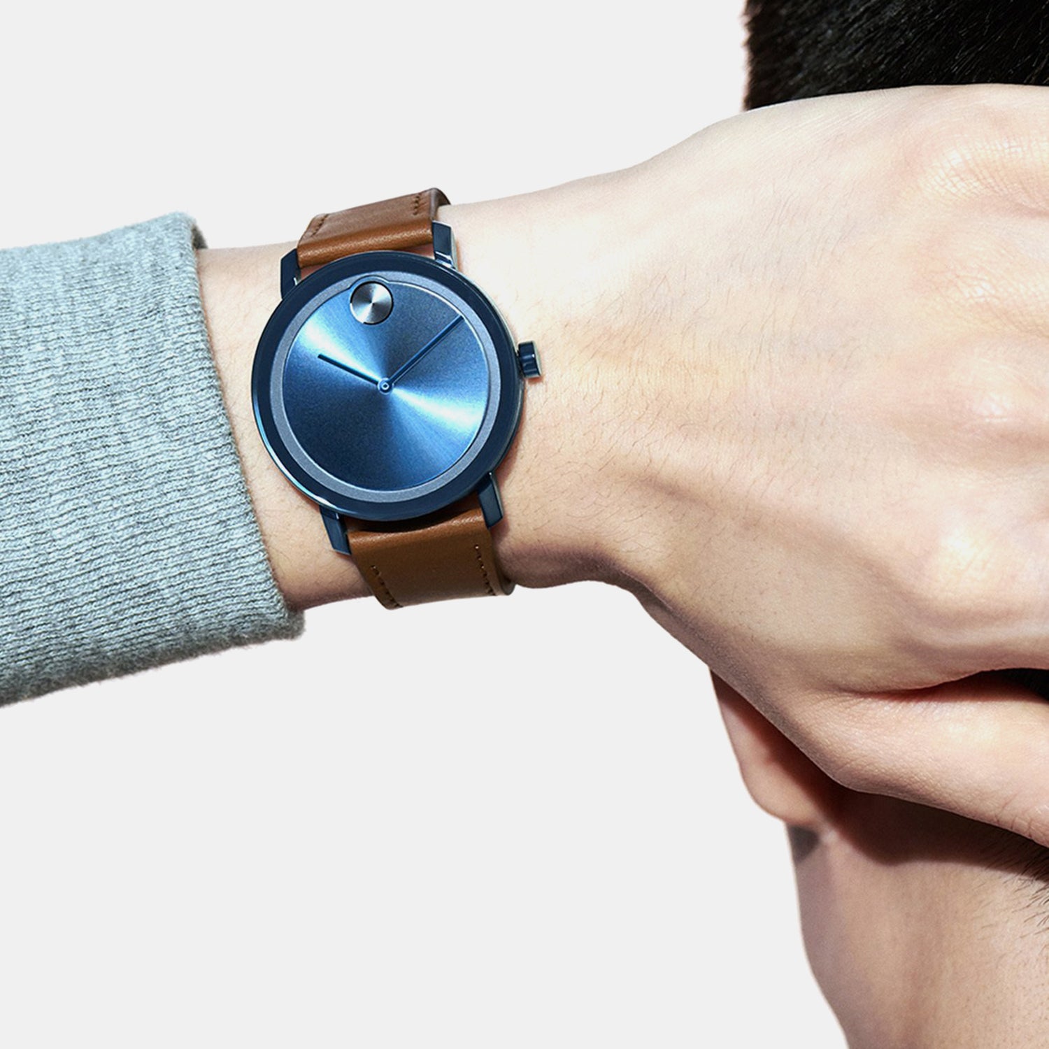 Bold Men Quartz Blue Dial Analog Leather Watch 3600520