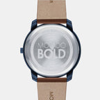 Bold Men Quartz Blue Dial Analog Leather Watch 3600585