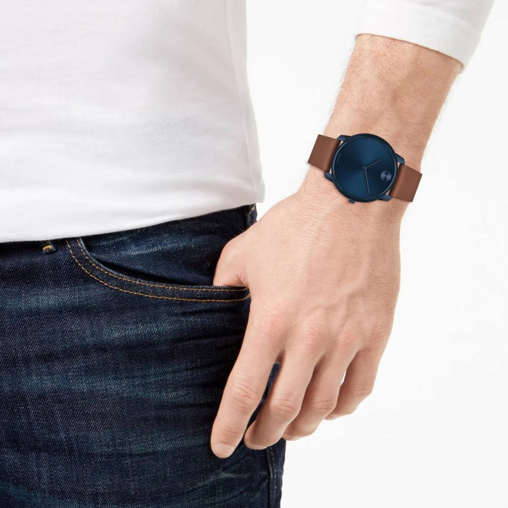 Bold Men Quartz Blue Dial Analog Leather Watch 3600585