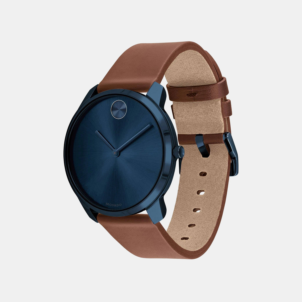 Bold Men Quartz Blue Dial Analog Leather Watch 3600585
