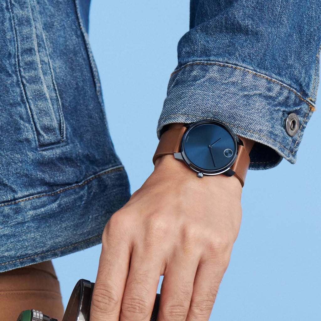 Bold Men Quartz Blue Dial Analog Leather Watch 3600585