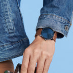Bold Men Quartz Blue Dial Analog Leather Watch 3600585