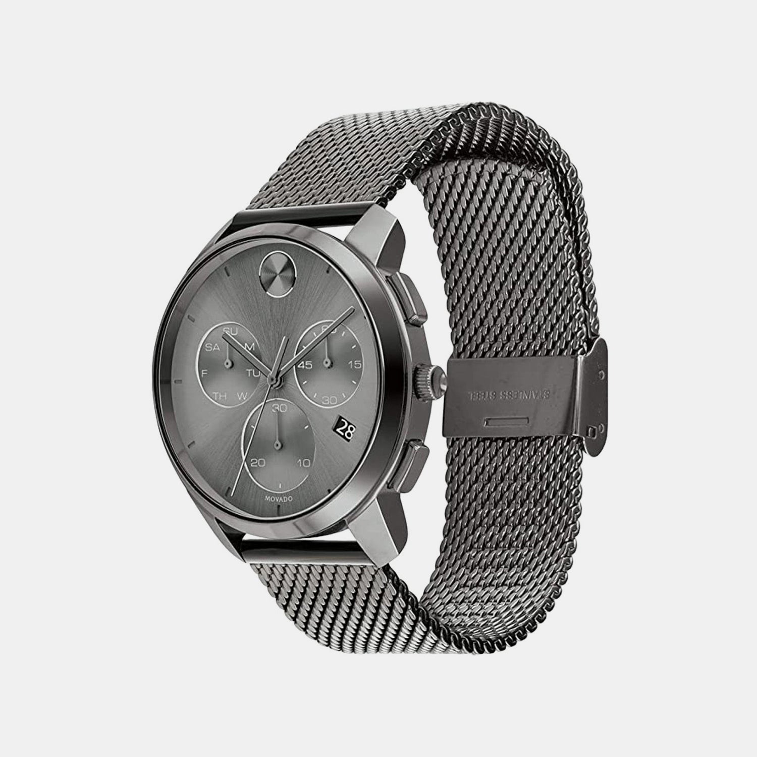Bold Men Quartz Grey Dial Chronograph Stainless Steel Watch 3600635