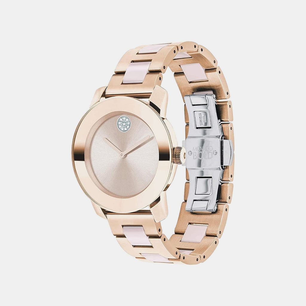 Bold Women Quartz Pink Dial Analog Stainless Steel Watch 3600639