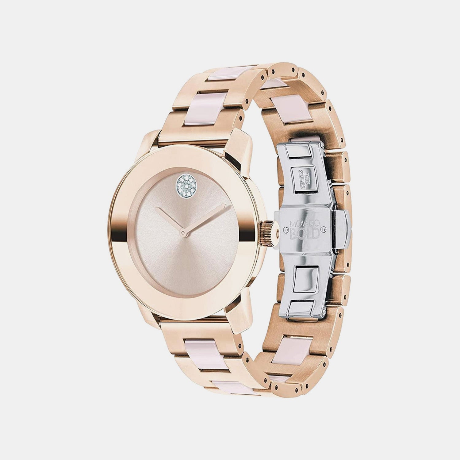 Bold Women Quartz Pink Dial Analog Stainless Steel Watch 3600639