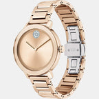 Bold Men Quartz Rose Gold Dial Analog Stainless Steel Watch 3600650