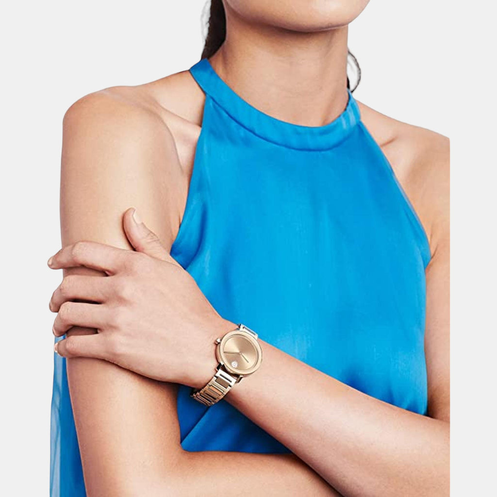 Bold Men Quartz Rose Gold Dial Analog Stainless Steel Watch 3600650