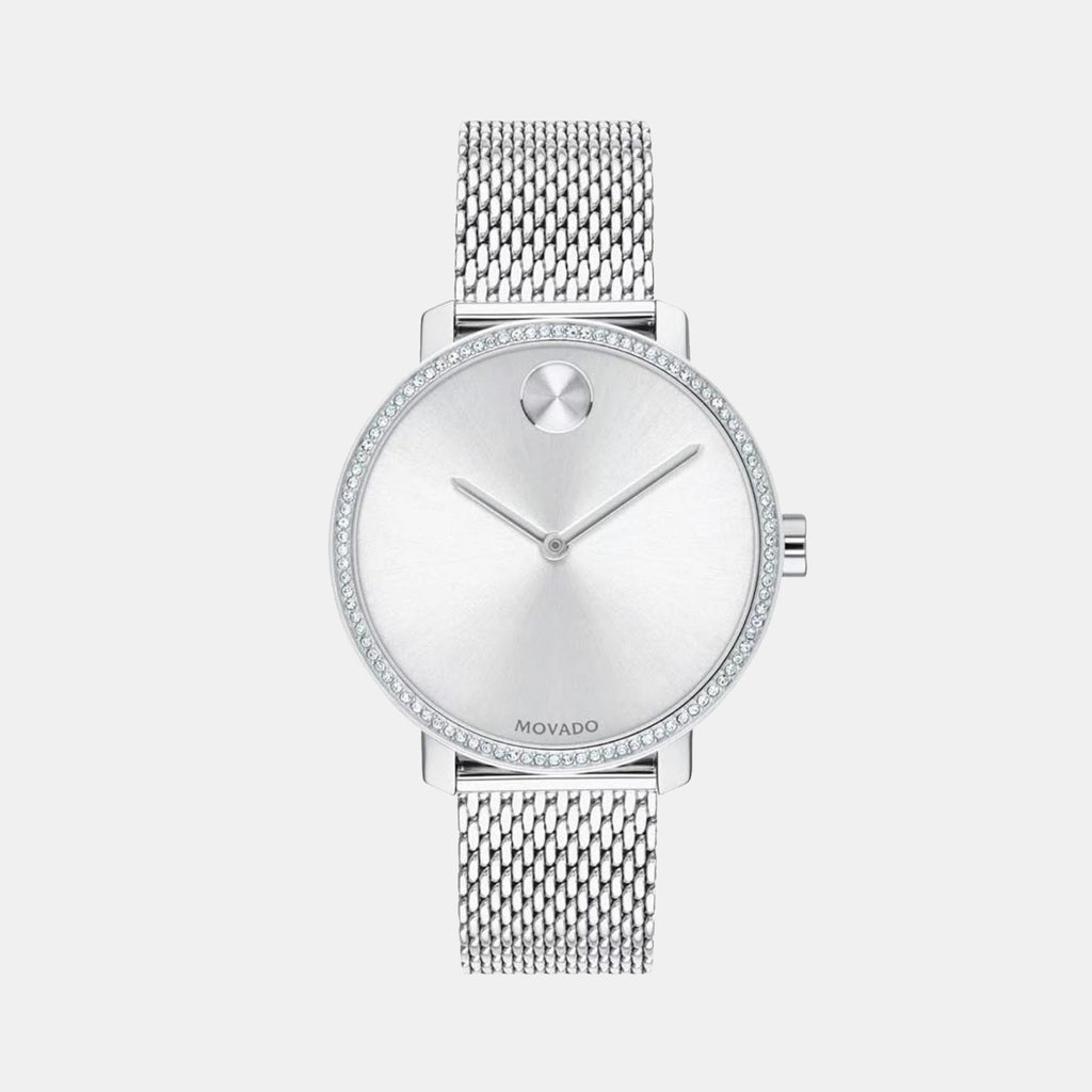 Bold Women Quartz Silver Dial Analog Stainless Steel Watch 3600655