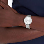 Bold Women Quartz Silver Dial Analog Stainless Steel Watch 3600655