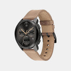 Bold Men Quartz Grey Dial Chronograph Leather Watch 3600719