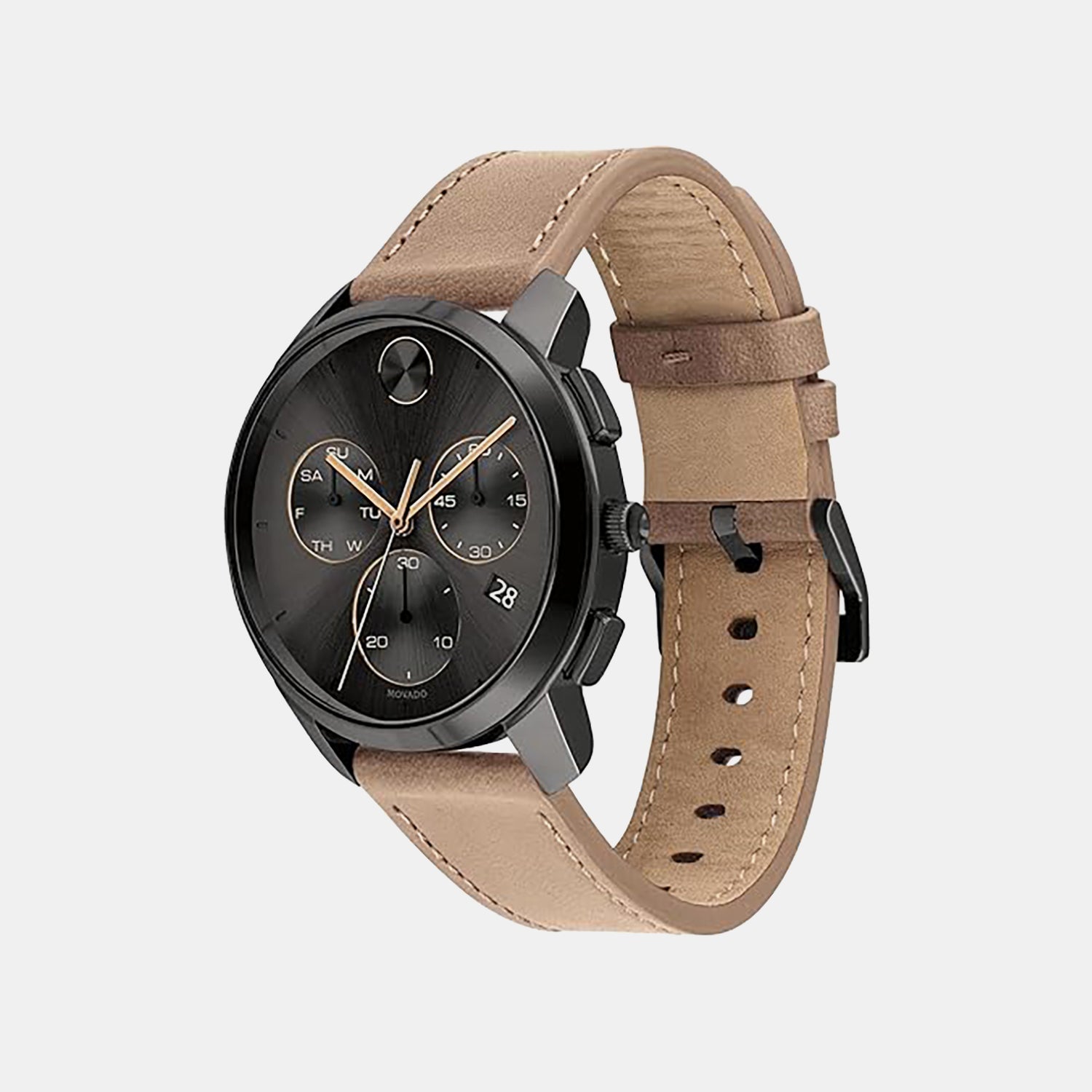 Bold Men Quartz Grey Dial Chronograph Leather Watch 3600719