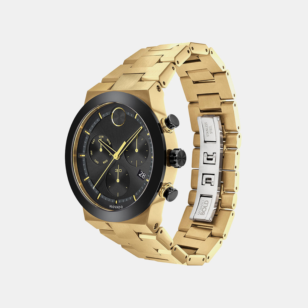 Bold Men Quartz Black Dial Chronograph Stainless Steel Watch 3600731