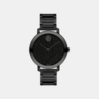 Women Quartz Black Dial Analog Stainless Steel Watch 3600734