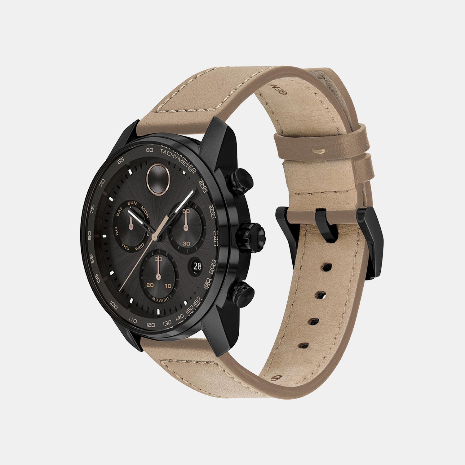 Bold Verso Men Quartz Black Dial Chronograph Leather Watch 3600738