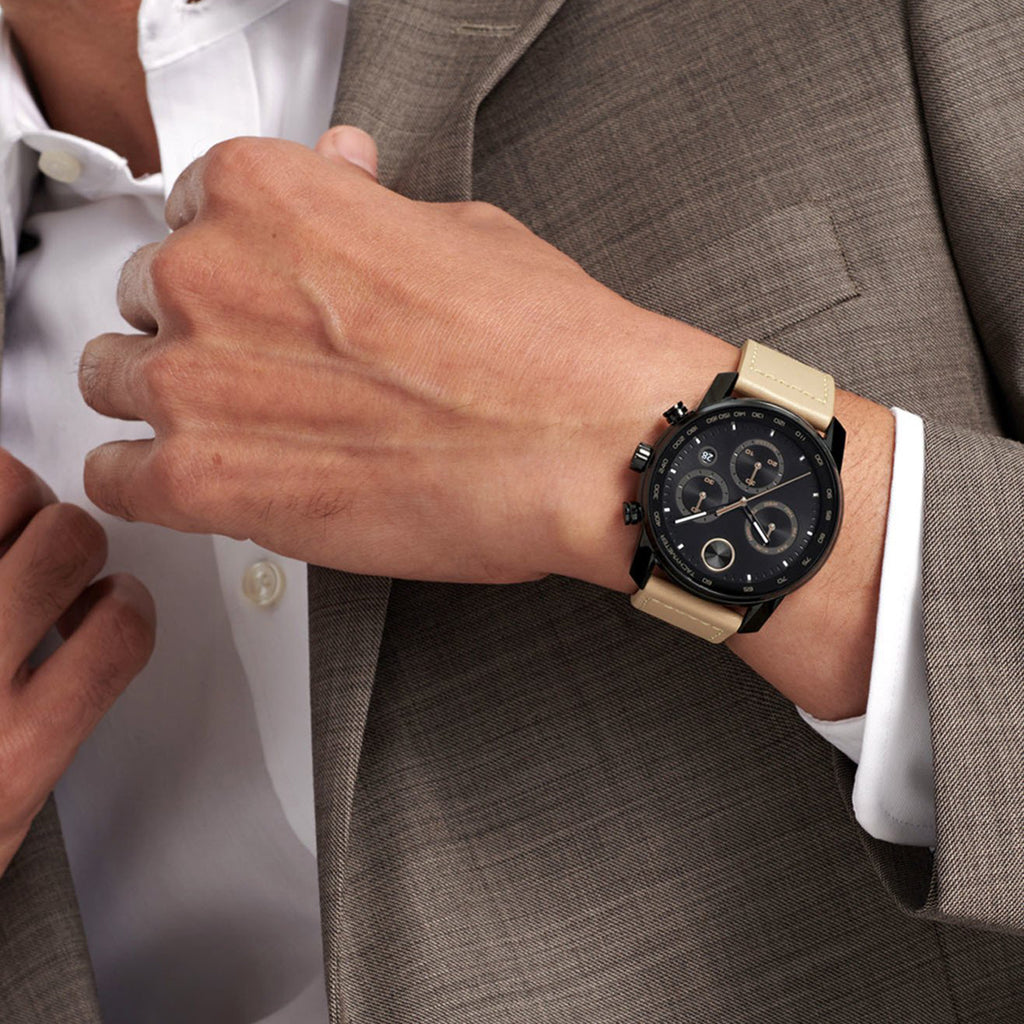 Bold Verso Men Quartz Black Dial Chronograph Leather Watch 3600738