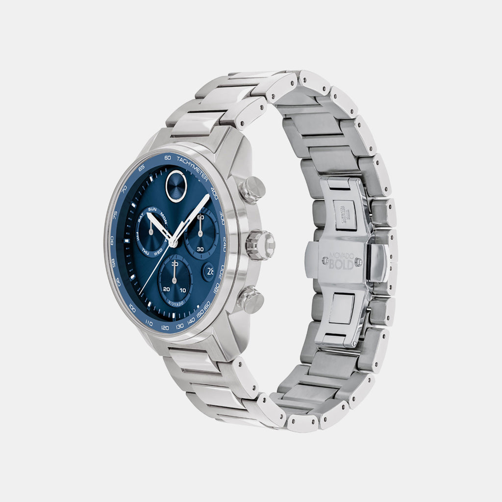 Bold Men Quartz Blue Dial Chronograph Stainless Steel Watch 3600740