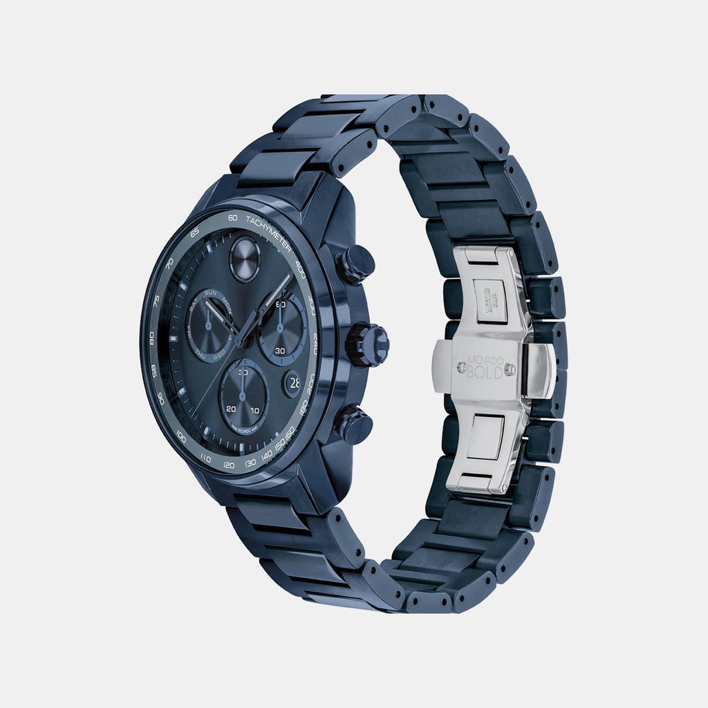 Bold Men Quartz Blue Dial Analog Stainless Steel Watch 3600742