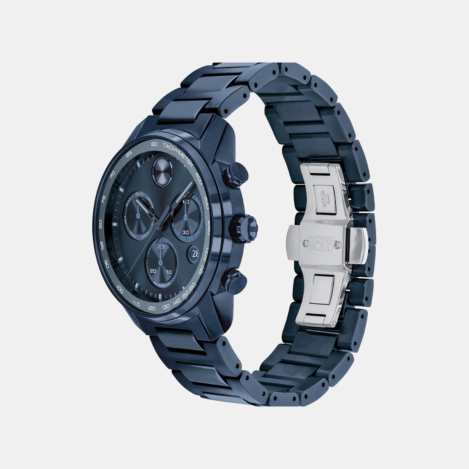 Bold Men Quartz Blue Dial Analog Stainless Steel Watch 3600742