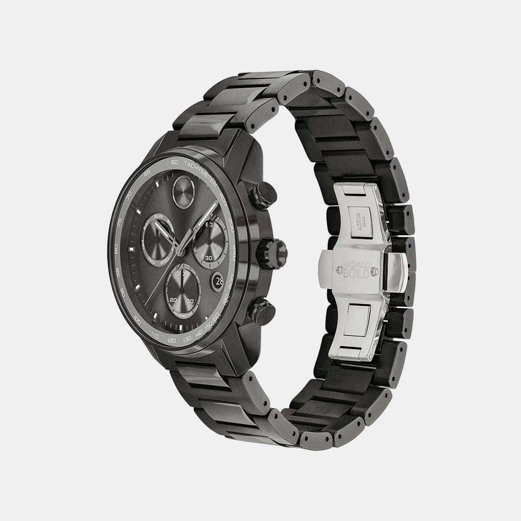 Bold Men Quartz Grey Dial Chronograph Stainless Steel Watch 3600743