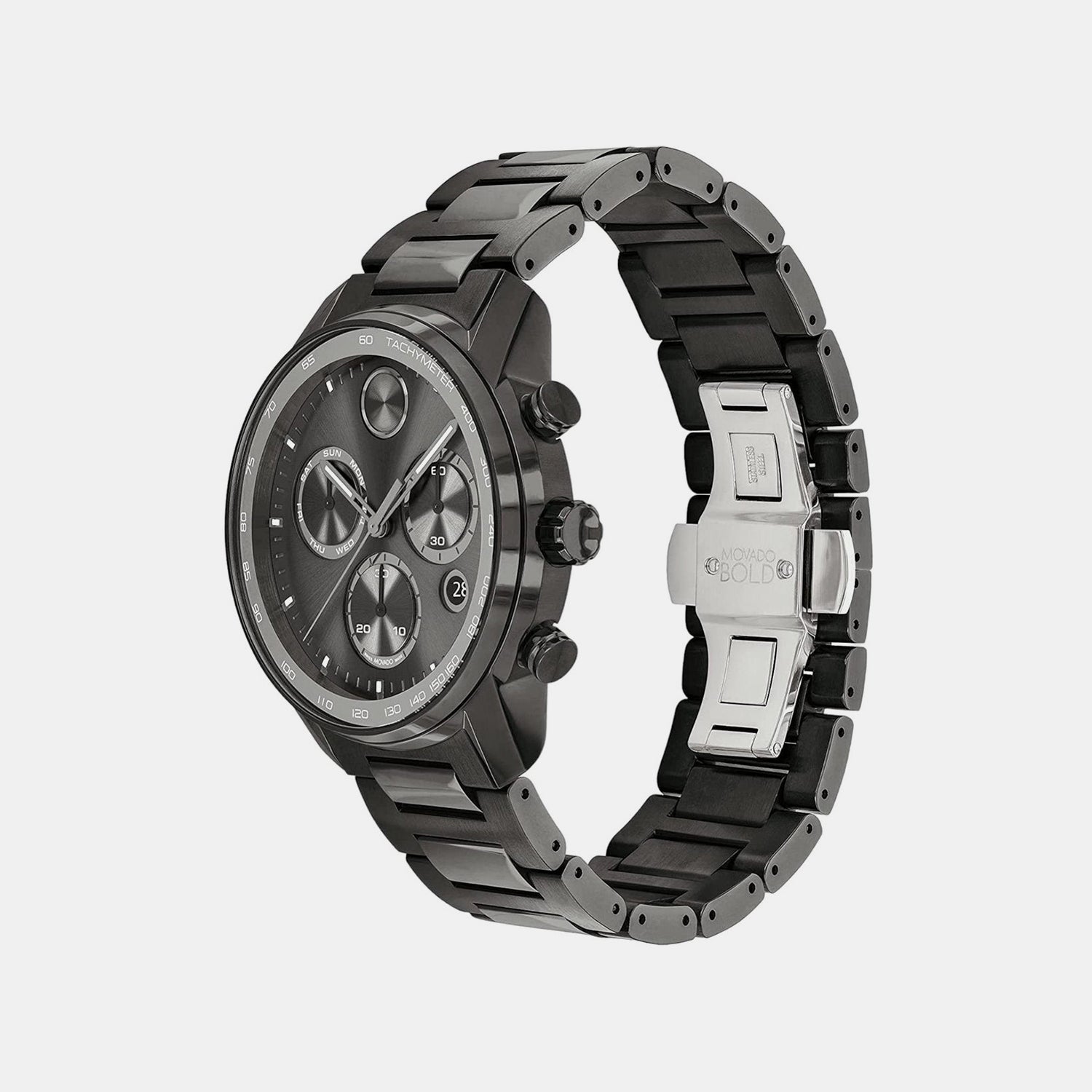 Bold Men Quartz Grey Dial Chronograph Stainless Steel Watch 3600743