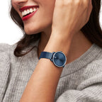 Bold Women Quartz Blue Dial Analog Stainless Steel Watch 3600780