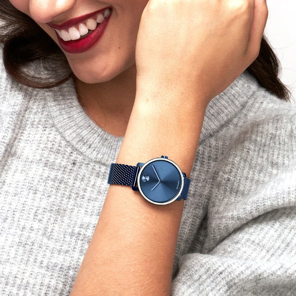 Bold Women Quartz Blue Dial Analog Stainless Steel Watch 3600780