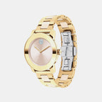 Bold Ceramic Women Quartz Pink Dial Analog Stainless Steel Watch 3600800