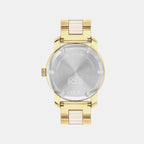 Bold Ceramic Women Quartz Pink Dial Analog Stainless Steel Watch 3600800