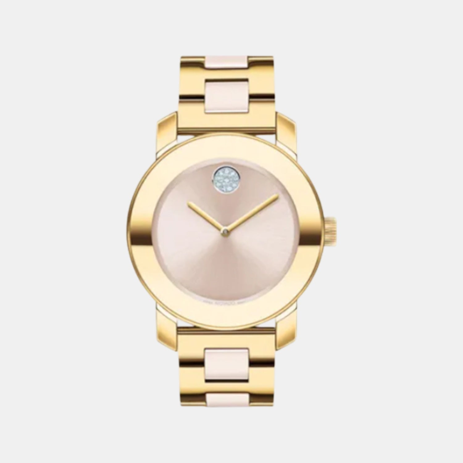 Bold Ceramic Women Quartz Pink Dial Analog Stainless Steel Watch 3600800