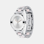 Bold Ceramic Women Quartz Silver Dial Analog Stainless Steel Watch 3600801