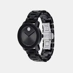 Bold Ceramic Women Quartz Black Dial Analog Stainless Steel Watch 3600803