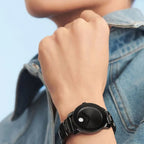 Bold Ceramic Women Quartz Black Dial Analog Stainless Steel Watch 3600803